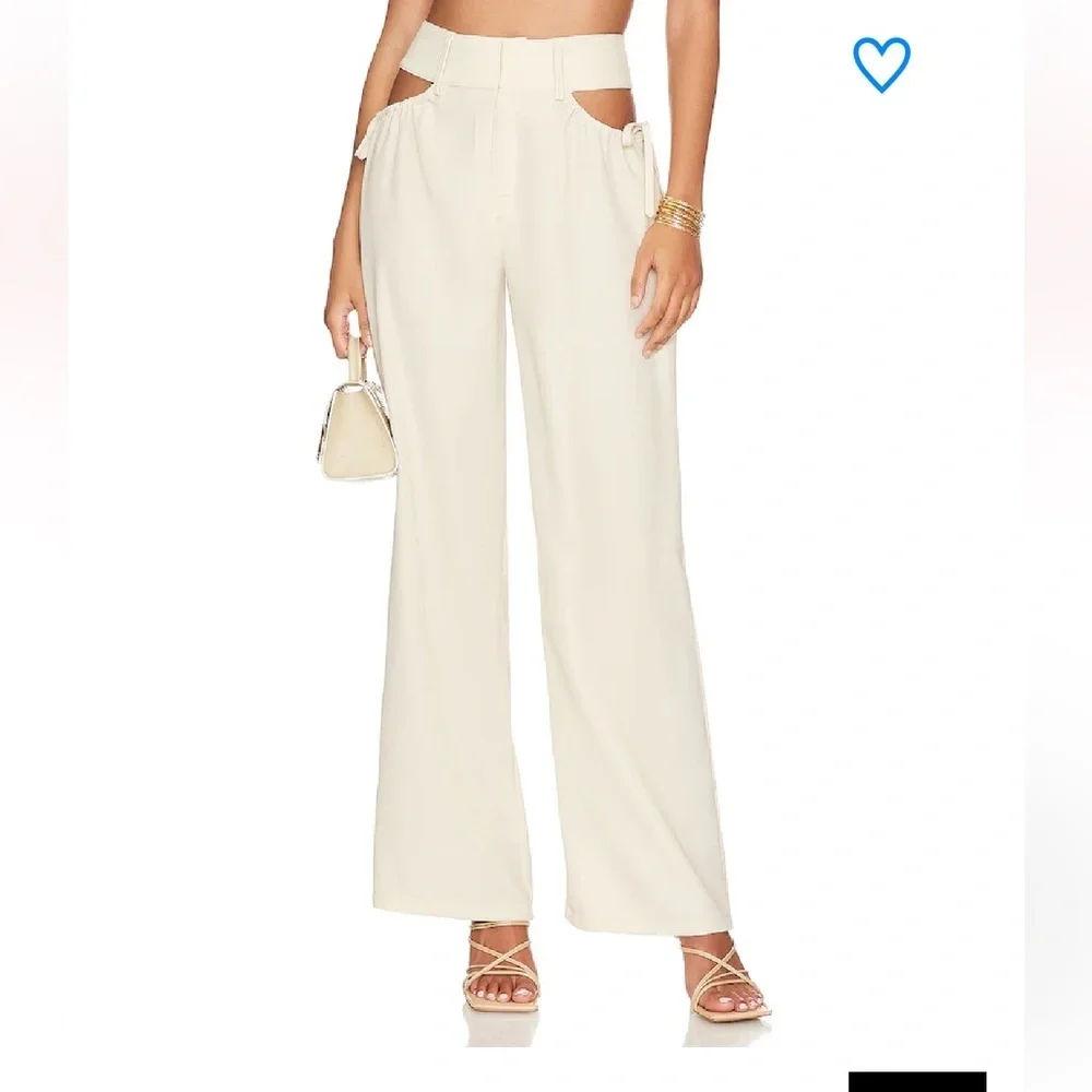 Superdown Benny pants cut out Cream Wide-Leg trousers Revolve NWT M - Picture 2 of 9
